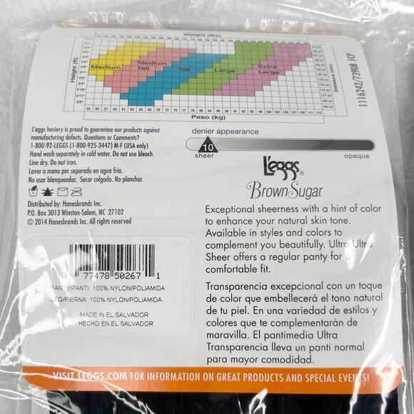 Lot of 2 L'eggs Brown Sugar Ultra Sheer Pantyhose M/T Jet Black Sandalfoot New - Picture 4 of 13